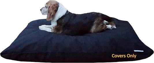 Do It Yourself DIY Pet Bed Pillow Duvet Canvas Cover + Waterproof Internal case for Dog/Cat at Medium 36"X29" Black Color