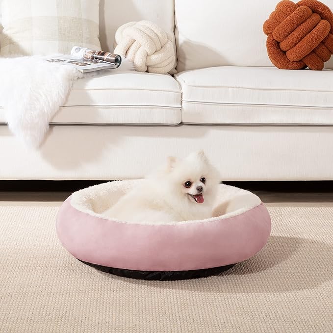 Love's cabin Round Donut Cat and Dog Cushion Bed 20in Pet