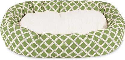 40 inch Sage Bamboo Sherpa Bagel Dog Bed, Green