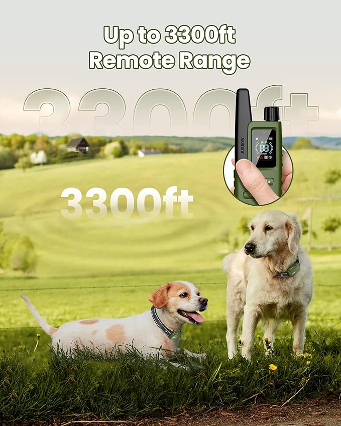 Jugbow Dog Shock Collar 2 Dogs - 3300FT Dog Training Collar with Remote, IPX7 Waterproof E Collar for Dogs Training Rechargeable Collars for Large Medium Small Dogs (10-120lbs)