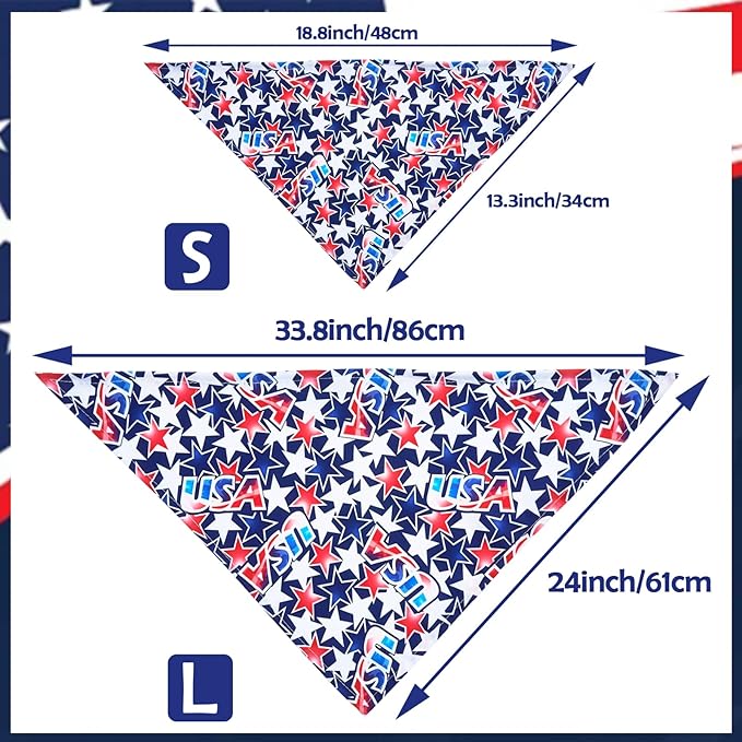 4th of July Dog Bandanas for Small Dogs 7PCS