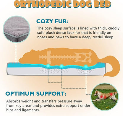 Waterproof Dog Beds for Medium Dogs, Washable Orthopedic Dog Bed with Cooling Gel Memory Foam, Large Dog Crate Mat for Extra Large Dogs