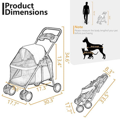 Puppy Small Dog Stroller 33lbs (Coffee)