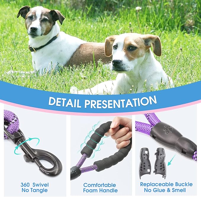 BAAPET 2/4/5/6 FT Dog Leash with Comfortable Padded Handle and Highly Reflective Threads for Small Medium and Large Dogs (5FT-1/2''