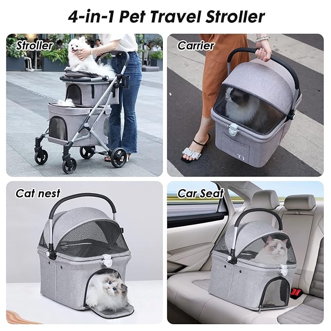 T1 Double Pet Stroller for 2 Small Dogs