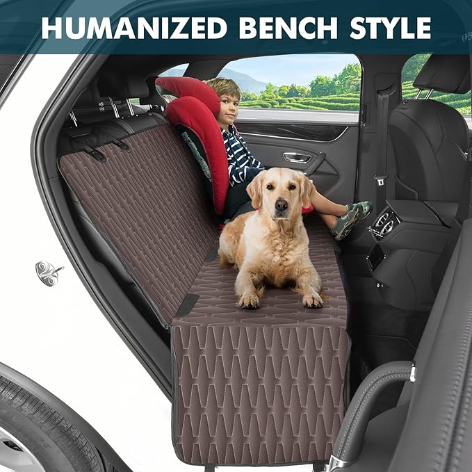 Upgrade Dog Car Seat Cover for Back Seat 5-in-1 Waterproof 600D Scratchproof 55"x64"