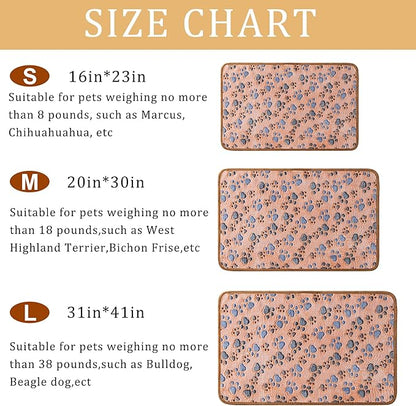 1 Pack 3 Blankets Super Soft Fluffy Premium Fleece Pet Blanket Flannel Paw Printed Throw for Dog Puppy Cat (Large 41x31'', Brown, Pink, White)