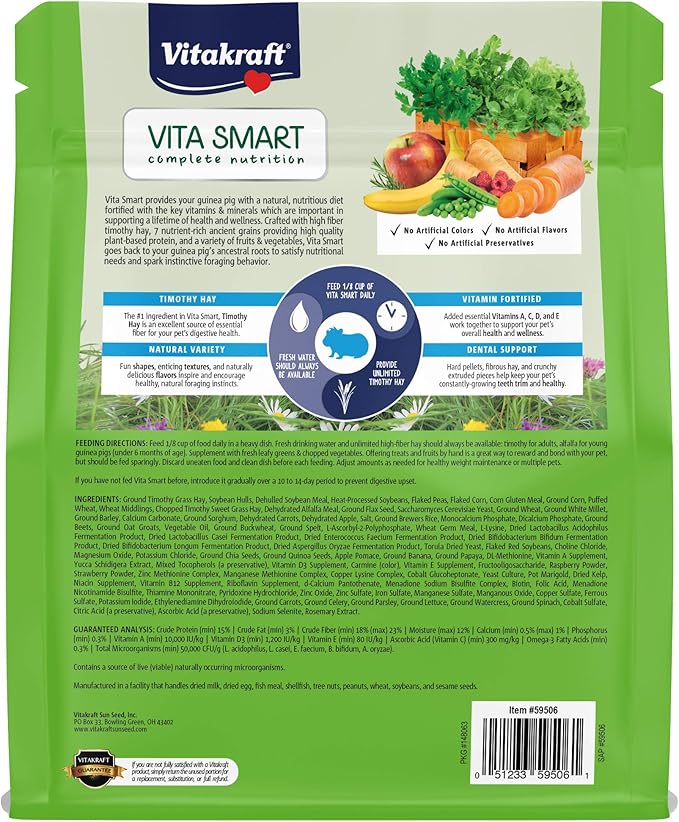 Vitakraft Vita Smart Complete Nutrition Guinea Pig Food, 4 lbs