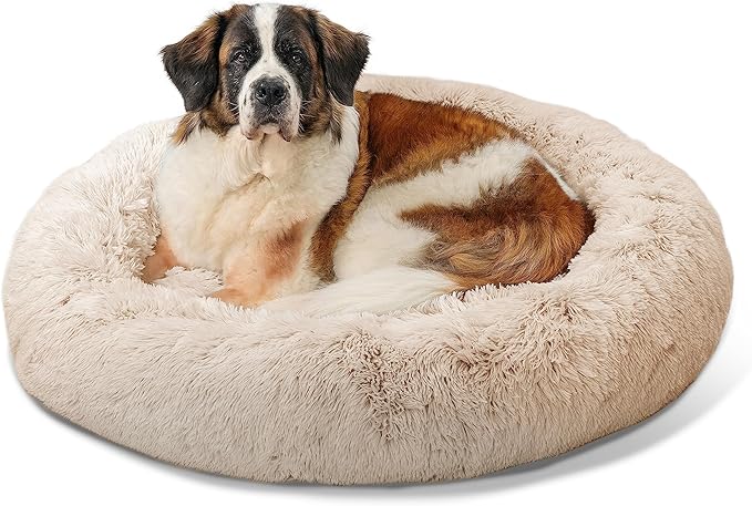 Best Friends by Sheri The Original Calming Donut Cat and Dog Bed in Shag Fur Taupe 45"