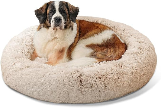 Best Friends by Sheri The Original Calming Donut Cat and Dog Bed in Shag Fur Taupe 45"