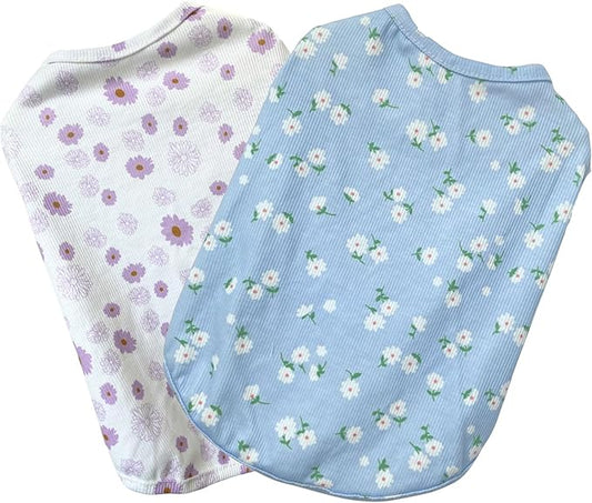 2PCS Summer Dog Cotton T Shirt Pet Tee