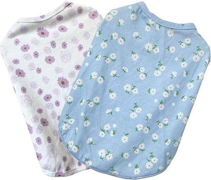 2PCS Summer Dog Cotton T Shirt Pet Tee