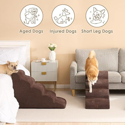 EHEYCIGA Curved Dog Stairs for High Beds 19.7" H 4-Step Dog