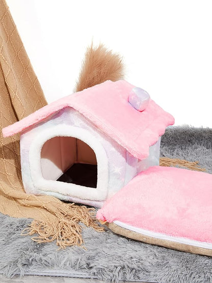 QWINEE Tie Dye Design Cat Dog Bed Pet