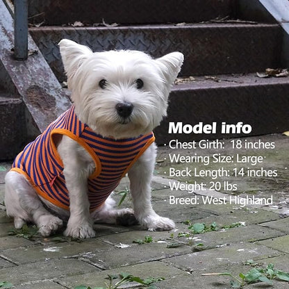 KYEESE 2Pack Dog Shirts Striped for Small Dogs Soft Stretchy Dog T-Shirts Lightweight Dog Tank Top Sleeveless Dog Vest Breathable Cat Shirt