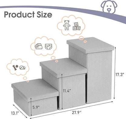 Heeyoo Dog Stairs with Storage 3 Tiers 50 lbs