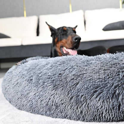 Dog Beds for Extra Large Dogs Calming Dog Bed Washable Fluffy Anti-Anxiety Round Pet Bed 45 Inches Detachable Dog Bed