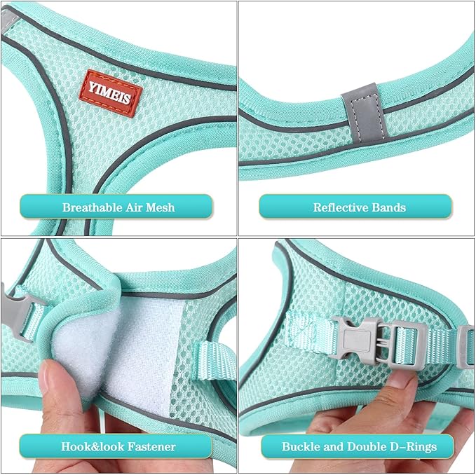 YIMEIS Dog Harness and Leash Set, No Pull Soft Mesh Pet Harness, Reflective Adjustable Puppy Vest for Small Medium Large Dogs, Cats (Tiffany Blue, Small (Pack of 1)