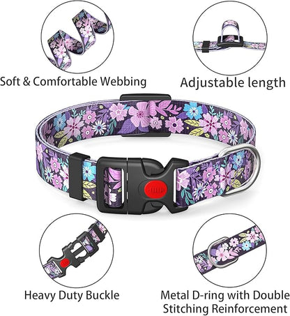 Cute Floral Dog Collar for Small Medium Large Dogs