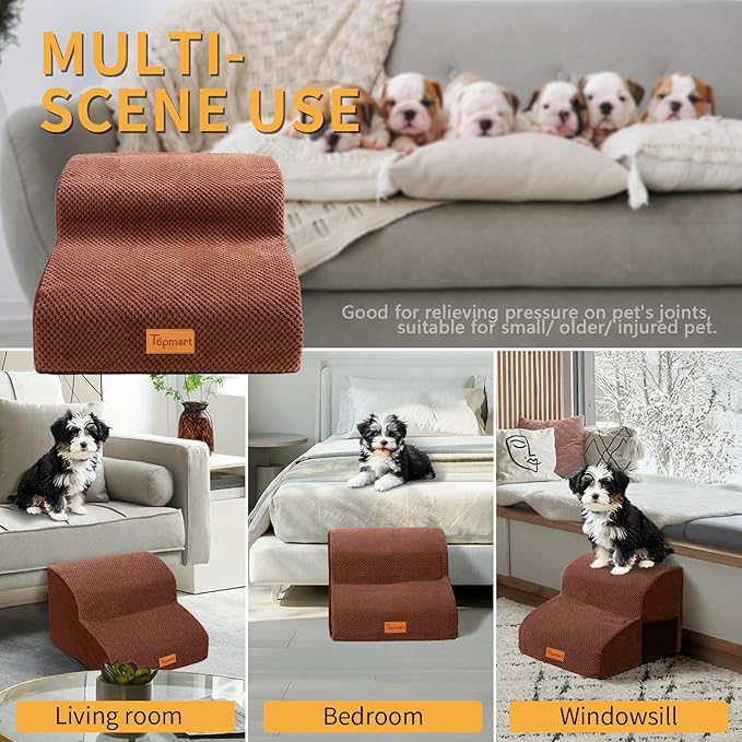 Topmart High Density Foam Pet Steps 2 Tiers 11.8" High,Non-Slip