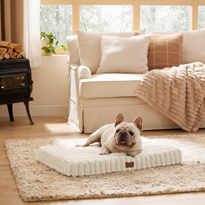 Bedsure Orthopedic Dog Bed for Medium Dogs (30x20, Cream)
