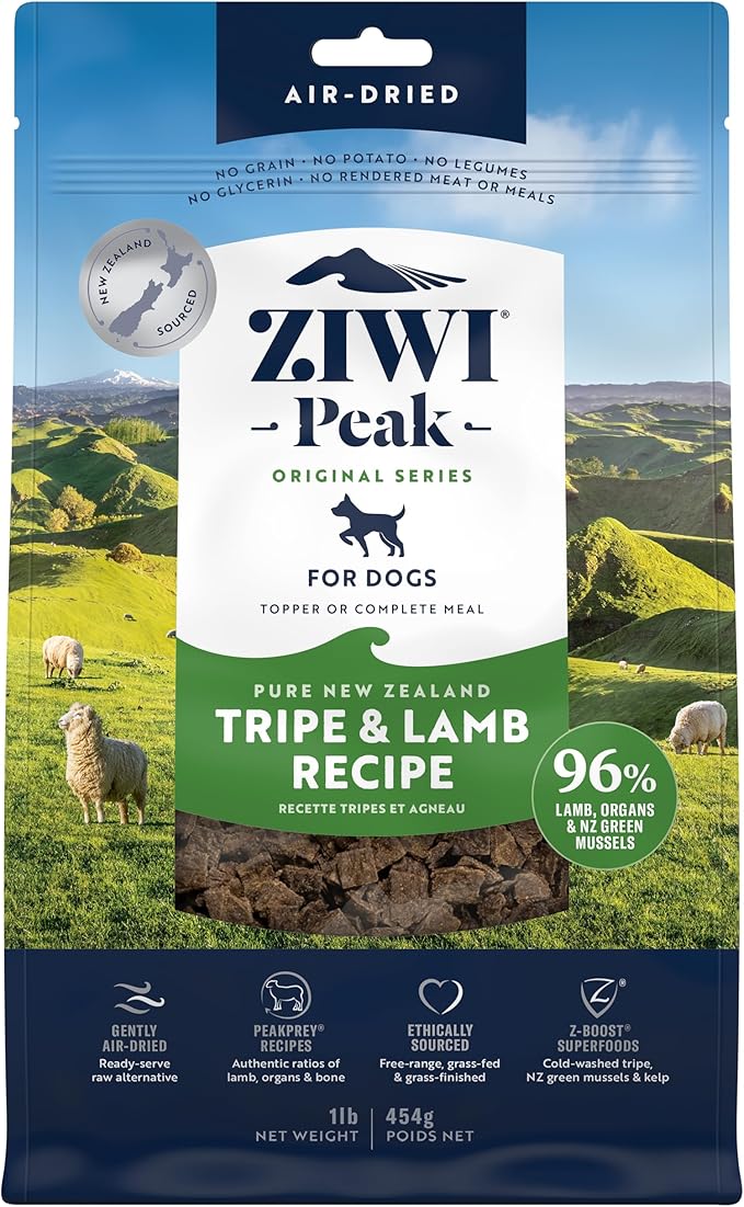 ZIWI Peak Air-Dried Dog Food – Tripe & Lamb - All Natural, High Protein, Grain Free, Limited Ingredient w/ Superfoods (16oz)