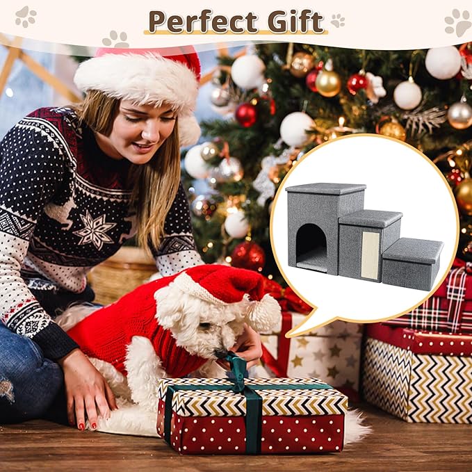 Dog Stairs for Small Dogs 16.5"H Dog 3-Step Pet