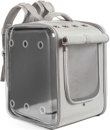 Cat Backpack Carrier Large Pet Backpack Carrier, 17lbs Load-Bearing Ventilated Design Dog Backpack Carrier for Small Dogs, Sturdy Cat Bubble Backpack for Travel, Hiking & Outdoor Use, Grey