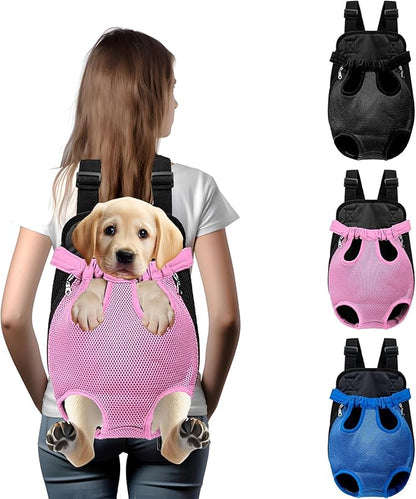 Hands-Free Pet Carrier Backpack for Dogs and Cats - Comfortable Adjustable Legs Carrier - Easy-Fit Design - Perfect for Traveling, Hiking and Camping - Small and Medium Pets (Pink, Medium)