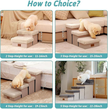 C0ZY KISS Dog Storage Stairs for Chair 10" H 19.68x13x9.64in, Beige, 2 Tiers