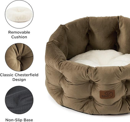 Bedsure Round Cat Beds for Indoor Cats 20x20x9inches, Oak