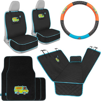 BDK Scooby Doo Complete Car Accessories Set – Dog Front Seat Covers with Hammock Back Seat Protector