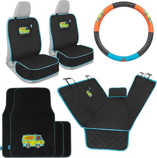 BDK Scooby Doo Complete Car Accessories Set – Dog Front Seat Covers with Hammock Back Seat Protector