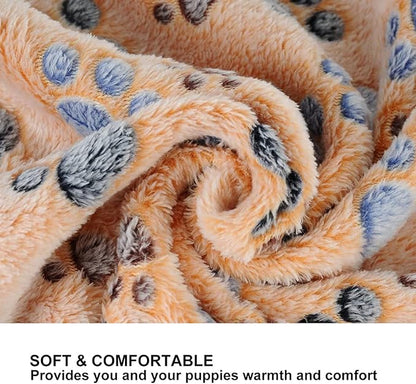 1 Pack 3 Puppy Blankets Super Soft Warm Sleep Mat Paw Print Blanket Fluffy Premium Fleece Pet Blanket Flannel Throw Dog Blankets for Small Dogs Puppy Cat (29"x20")