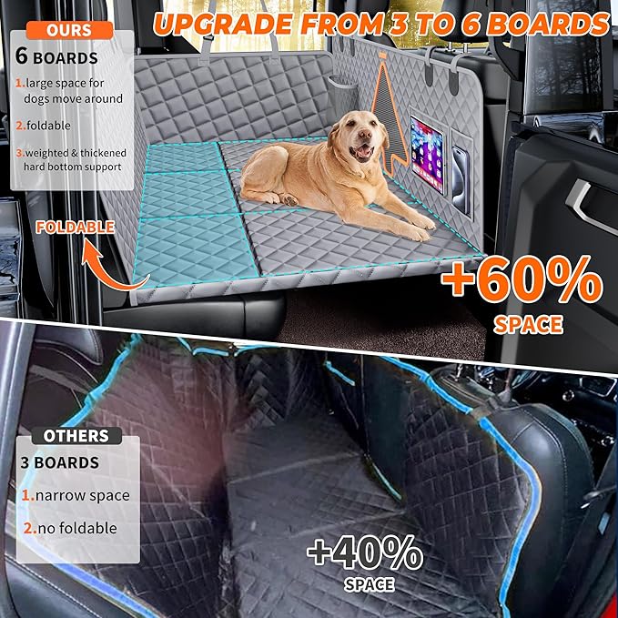 XL Dog Car Back Seat Cover for Trucks 6 Foldable F150 RAM 1500, Silverado,