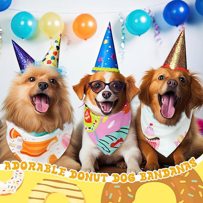 100 Pcs Donut Dog Bandanas Bulk Pet Bandanas