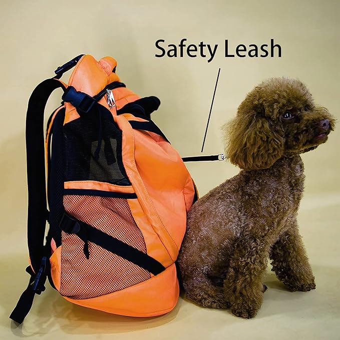 Large Pet Cat Backpack Dog Backpack for Most Dog Sizes Travel&Hiking Pet Carrier Backpack with Safety leash large Ventilations Double-layer Structure (ORANGE)