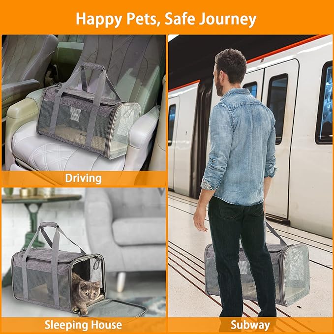 Cat Carrier for 2 Cats - Soft Medium Pet Carrier Bag -Large Dog Carrier for Small Dogs Collapsible Portable, Top Loading Cat Transport Carrier, Dog Flight Carrier Airline Approved