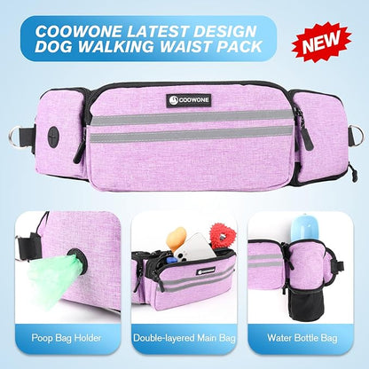 Hands Free Dog Leash with Dog Walking Fanny Pack for Large Medium Small Dogs