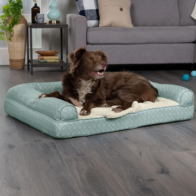 Furhaven Cozy Memory Foam Dog Bed for Large Dogs w/ Removable Bolsters & Washable Cover 95 lbs
