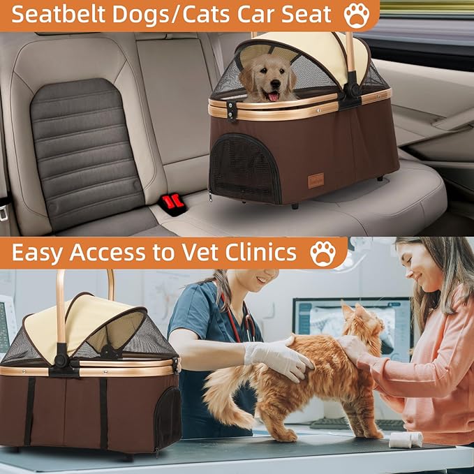 4 in 1 Folding Dog Stroller 4 Wheels