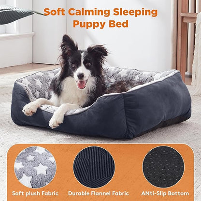 GASUR Rectangle Dog Bed for Large Dogs (35"x 25"x 9"), Black)