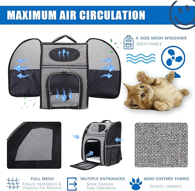 FluffyDream Cat Backpack 15.4 lbs, (PTCARIERBACKPK01GV1)