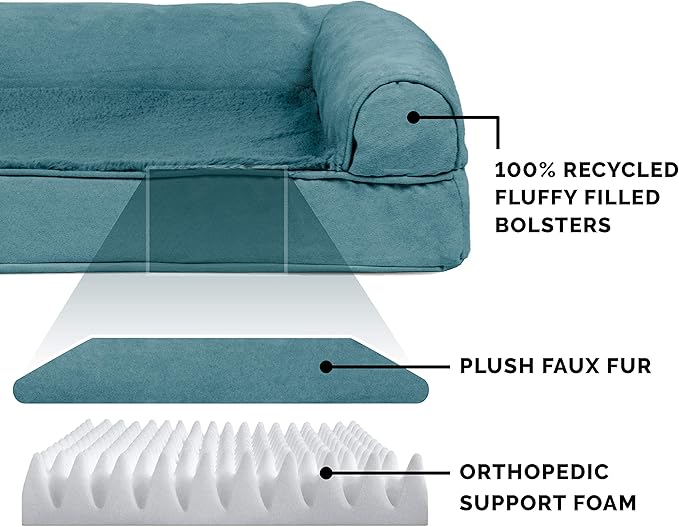 Furhaven Orthopedic Dog Bed for Medium/Small Dogs w/ Removable Bolsters & Washable Cover 35 lbs