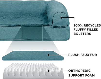 Furhaven Orthopedic Dog Bed for Large/Medium Dogs w/ Removable Bolsters & Washable Cover 55 lbs