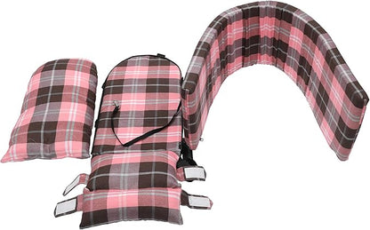 X AUTOHAUX Large Plaid Style Dog Car Seat Adjustable Straps for Medium Small Sized Puppy Cat Seat Pets Soft Non Slip Bottom Travel Bed Gray Pink