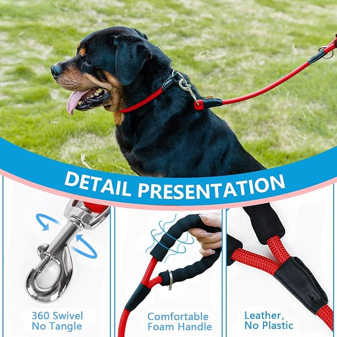 Dog Leash ((1/2") - 6FT, Red)