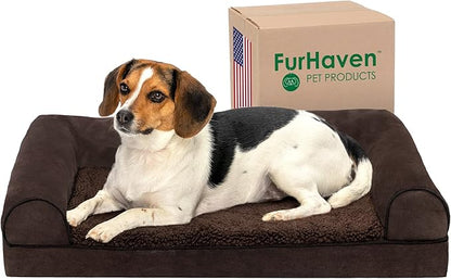 Furhaven Orthopedic Dog Bed for Medium/Small Dogs w/ Removable Bolsters & Washable Cover 35 lbs