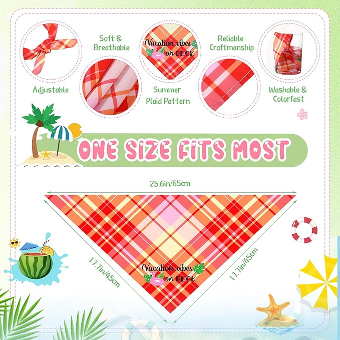 Sweetude 100 Pcs Summer Plaid Dog Bandana Bulk