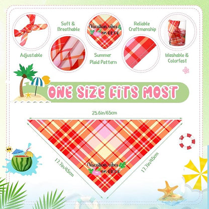 Sweetude 100 Pcs Summer Plaid Dog Bandana Bulk